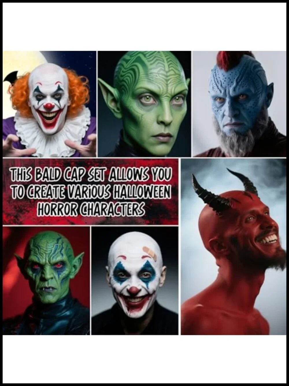 Halloween Bald Cap Makeup Kit Cosplay SFX Set Latex